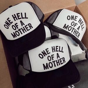 One Hell Of A Mother Black & White Trucker Hat
